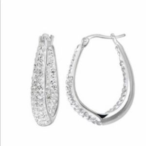 Crystal silver plated earrings NWOT